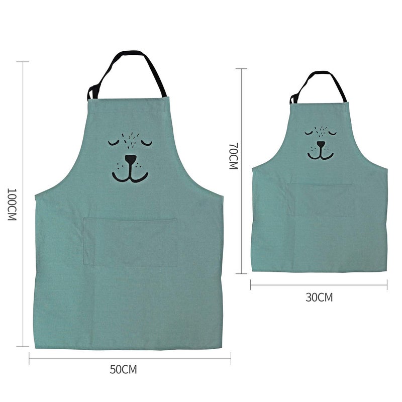YOLOPARK Lovely Parent and Child Apron, Comfortable Simple Apron with Pocket for Painting Cooking Artist Chef, Pack of 2 - Image 4